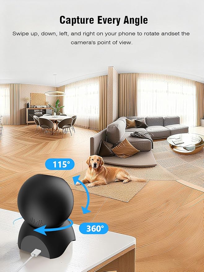 YYSY 2K 2.4G&5G Indoor Security Camera, 2 Packs Pet/Dog/Baby Security Camera - Image 7