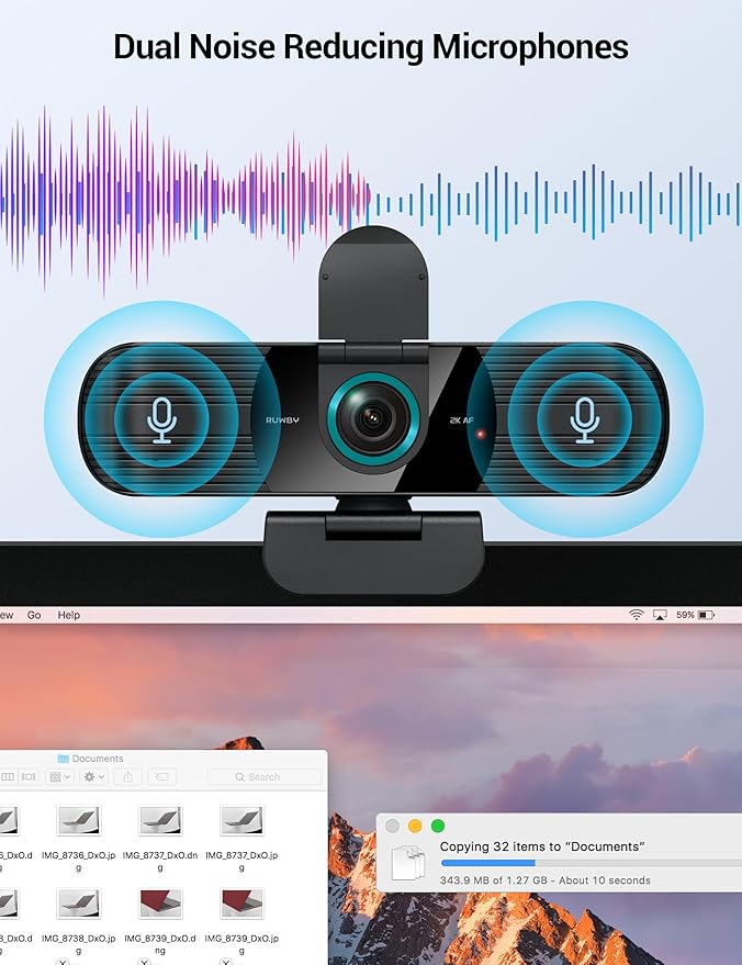 RUWBY QHD 2K Webcam with Built-in Dual Mics, Wide-Angle Lens, Privacy Cover - Image 5