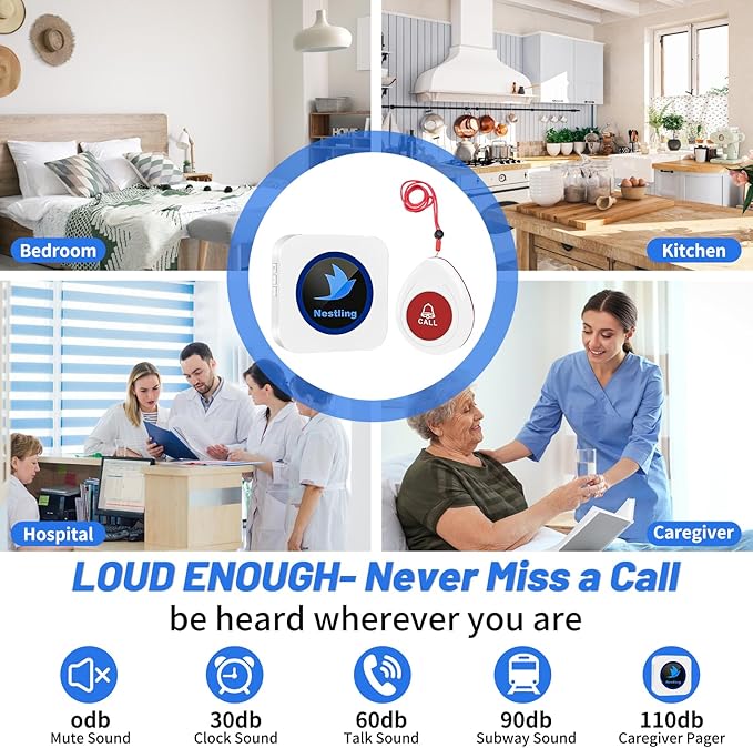 Nestling® Wireless Caregiver Pager SOS Call Button Nurse Alert System Call Bell - Image 4