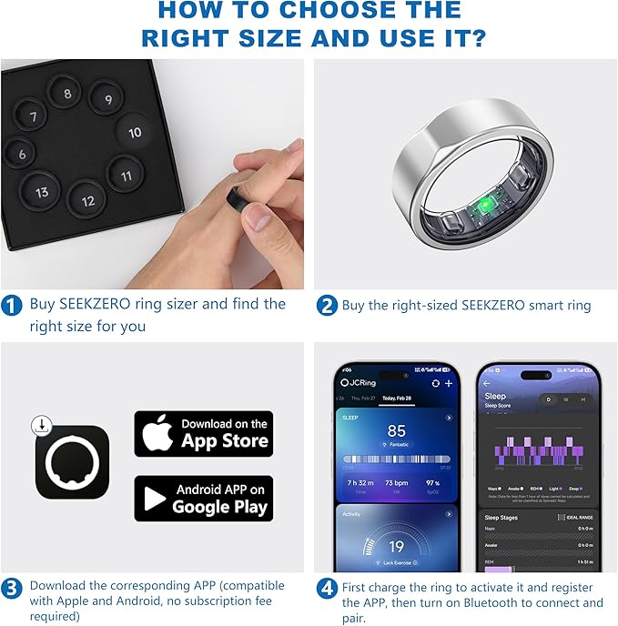 SEEKZERO Smart Ring for Women Men, 5ATM Waterproof for iPhone and Android - Image 2