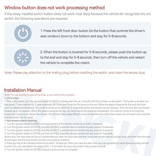 WUANGKI Master Power Window Switch Front Left Driver Side | 3+0 Pins | - Image 6