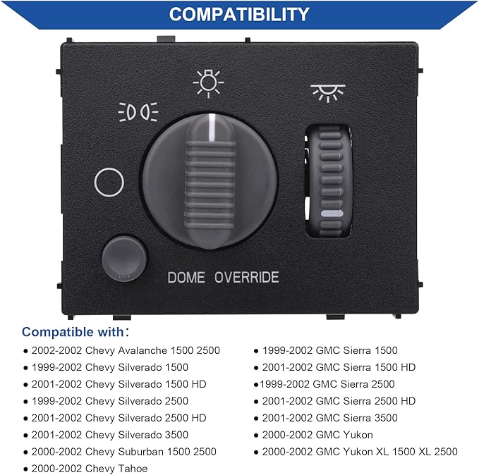 Obaee Headlight Switch Instrument Panel Dimmer Light Switch Compatible - Image 2