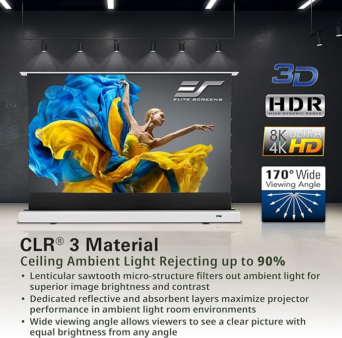 Elite Screens Kestrel Tab-Tension 2 CLR3, Ultra-Short Throw Ceiling Ambient - Image 8