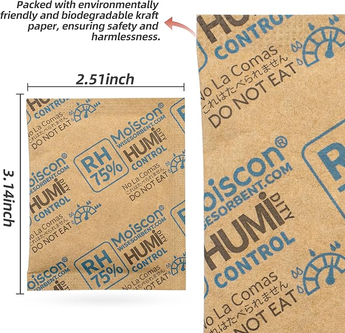 Wisesorb 75% RH 8 Gram 60 Pack Two-Way Humidity Control Packs - Image 3