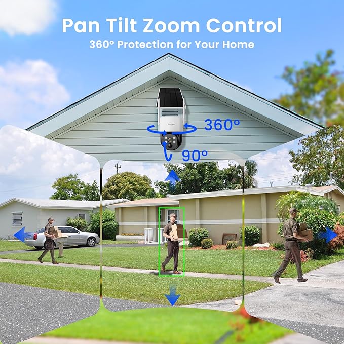 xmartO Solar/Battery-Powered Wire-Free PTZ Home Security Camera Wireless - Image 7