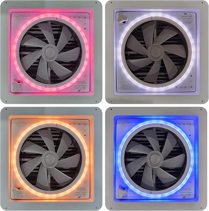 2012 14" RV Roof Vent Fan with Voice Control & 4-Color LED Light, Air Max Ultra - Image 4