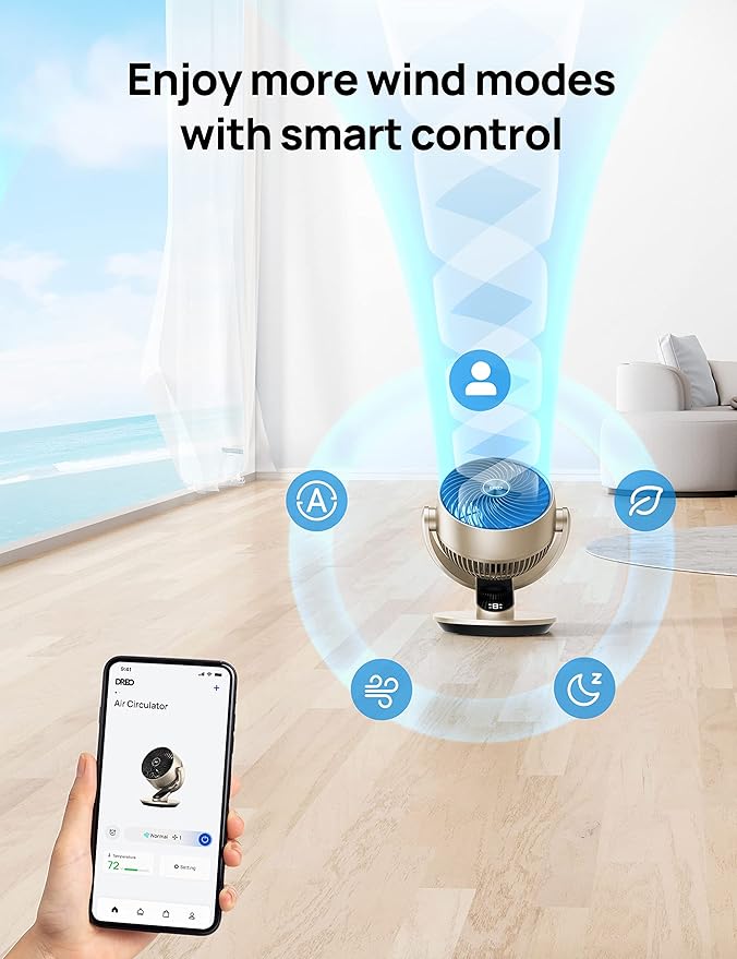 Dreo Smart Desk Fan for Bedroom, 120°+90° Oscillating Fans - Image 5