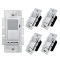 BESTTEN 5 Pack Matte Silver Dimmer Light Switch, Single Pole or 3-Way, by BESTTEN