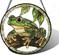 DASTOLL Stained Glass Window Hanging, Frog Green Leaf Sun Catchers Colorful by DASTOLL
