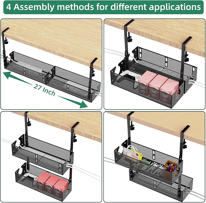 Multi-Model Under Desk Cable Management 2 Pack Metal Under Desk Wire Management - Image 5