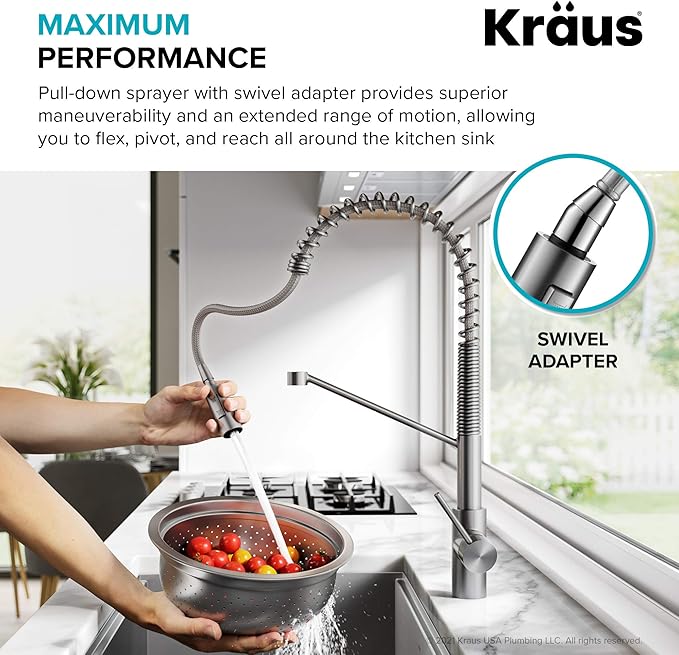 KRAUS Oletto Commercial Style Single Handle Pull Down Kitchen Faucet - Image 6