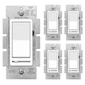 BESTTEN 5 Pack Dimmer Light Switch, Single Pole or 3-Way, Compatible by BESTTEN