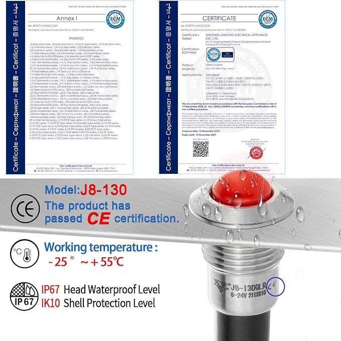 ZGSZJHF UL Listed Mini Indicator Light 8mm 0.31" Waterproof Domed Metal - Image 2