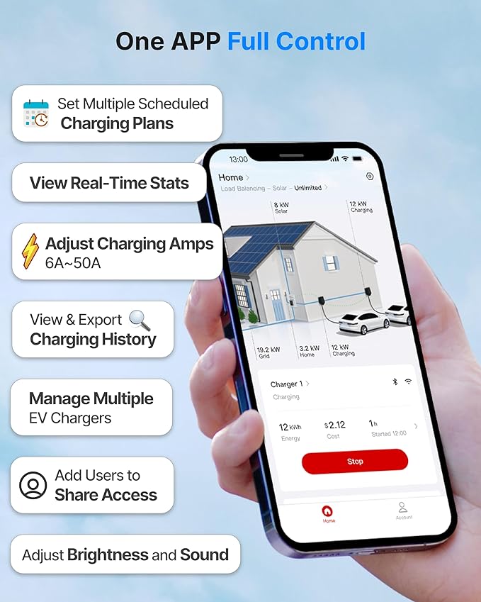 ELECQ Home EV Charger Level 2, Active Load Management, Solar Charging Modes - Image 3