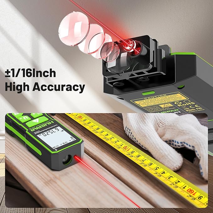 Laser Distance Measure 330Ft. Huepar Digital Rechargeable Laser Measuring Tool - Image 8
