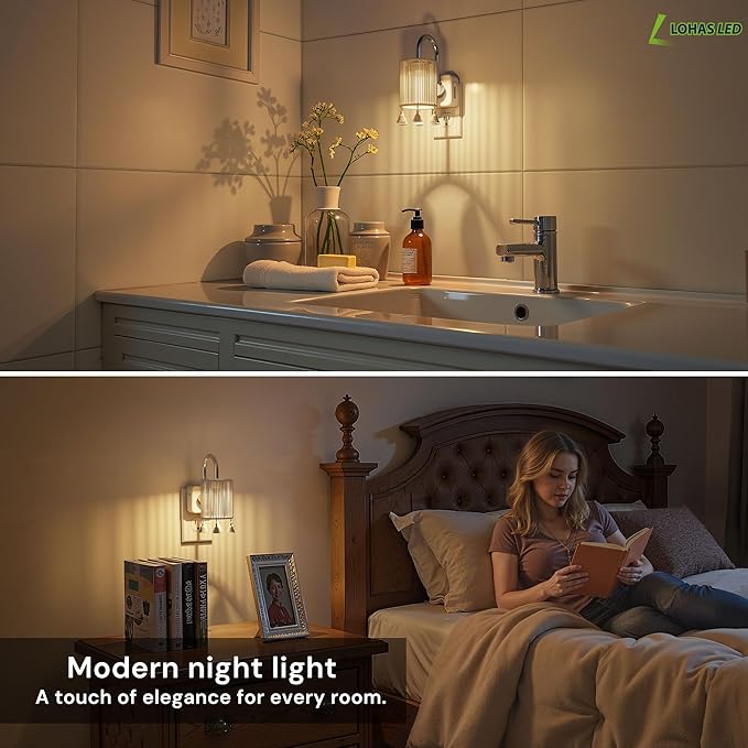 L LOHAS LED Night Lights Plug into Wall, Boho Fabric Cylinder Night Light - Image 7