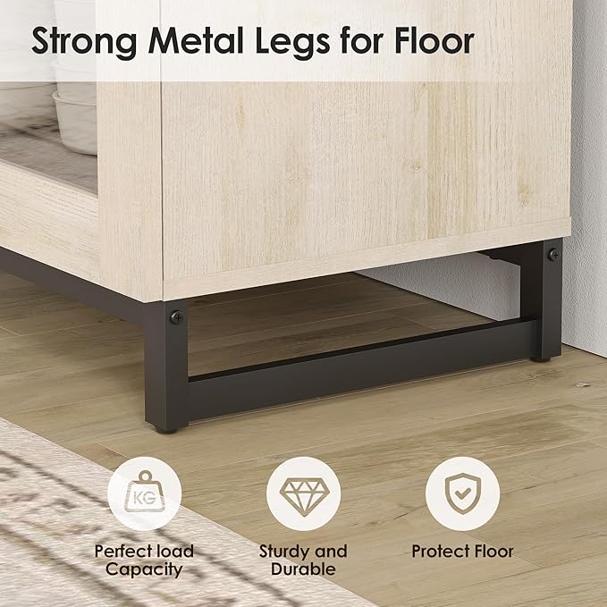WAMPAT Modern TV Stand with Glass Doors - Image 8