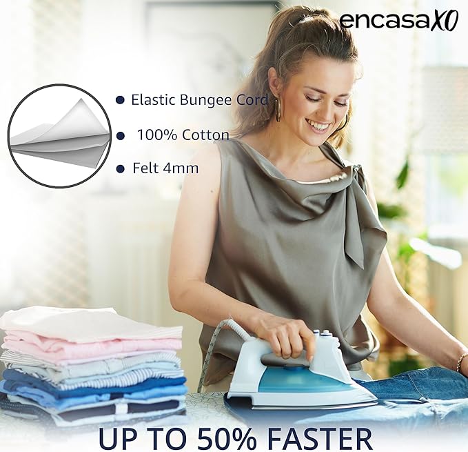 Encasa XO Ironing Board Cover and Pad 42"x14" - 4mm Felt Medium Iron Board - Image 5
