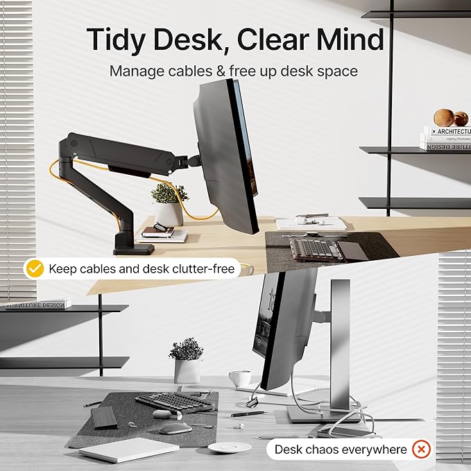 monTEK Single Monitor Arm for Max 45 Inch Ultrawide Screens Adjustable Monitor - Image 5