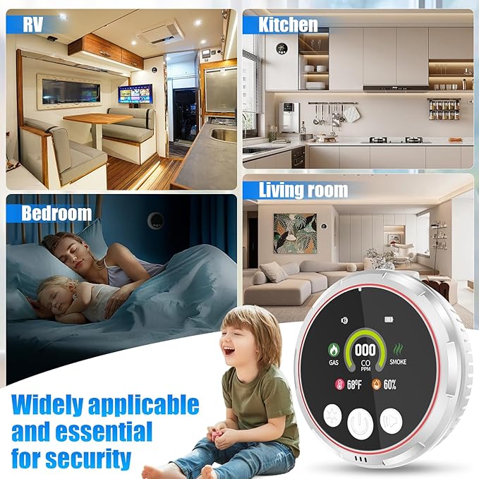 3 Pack 5-in-1 Carbon Monoxide Detectors & Smoke & Natural Gas Leak Detector - Image 7