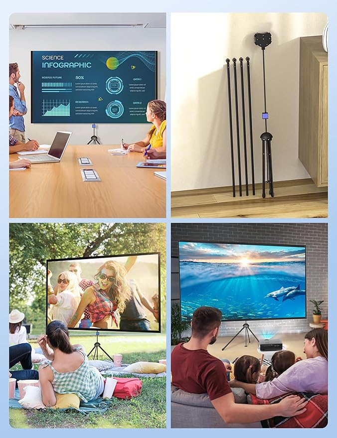 Projector Screen with Stand, Paris RHÔNE 100-inch Outdoor Indoor Projector - Image 8