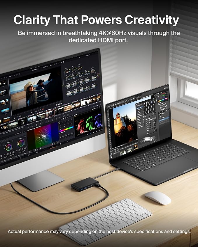 Belkin USB C Hub, 5-Port Hub w/ 4K HDMI Display @ 60Hz, 100W Power Delivery - Image 4