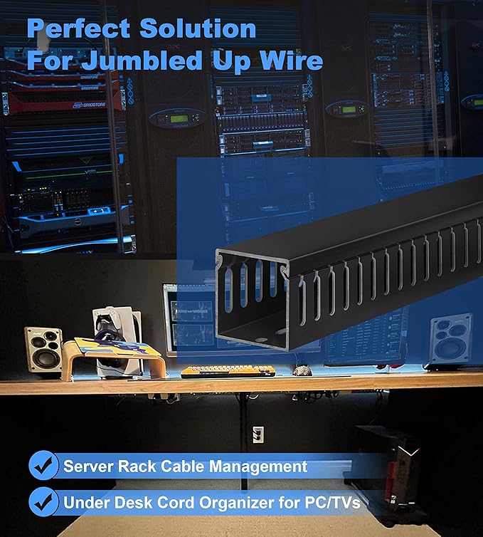 ZhiYo 2x2in Cable Raceway, 6.6ft Server Rack Cable Management Under Desk Cord - Image 4