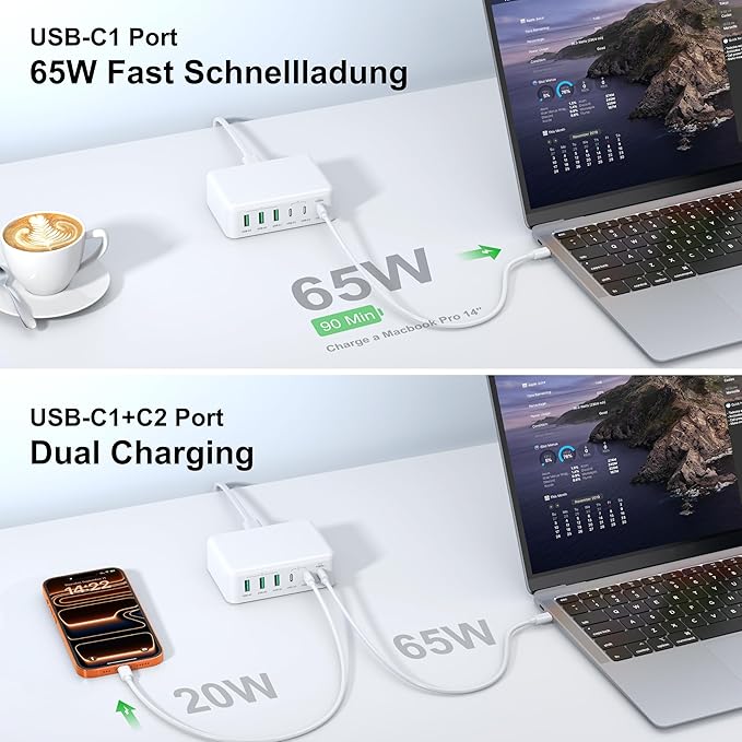 USB C Fast Charger Block, 150W 6 Port Desktop PD GaN Fast Charger Charging - Image 5