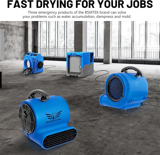 BSMTEK Air Mover Blower Fan, Industrial 1/3HP 1200CFM Monster Floor Blower - Image 7