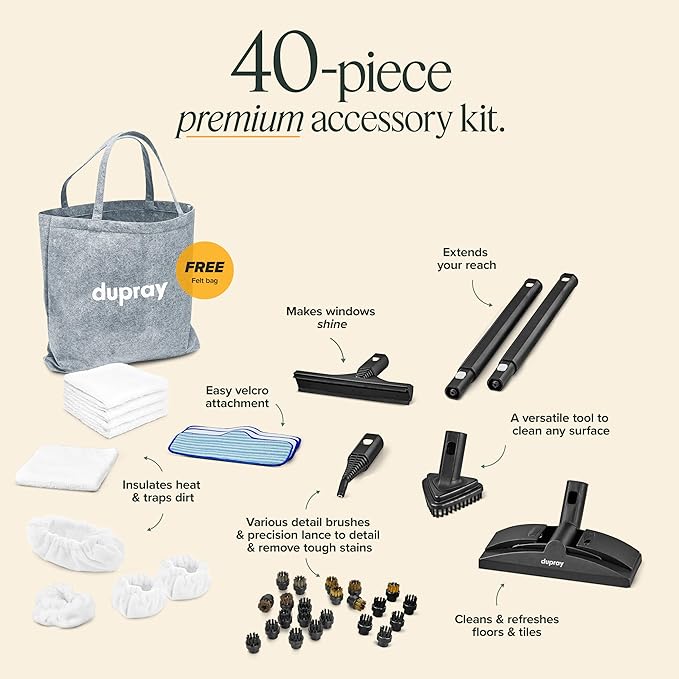 Dupray Neat Steam Cleaner, Grout & Upholstery, Chemical-Free Cleaning, Long Run - Image 2