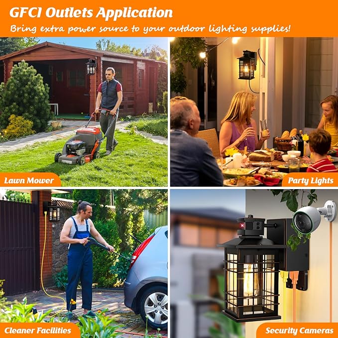 Porch Lights with GFCI Outlet, 3 Modes Oil-Rubbed Bronze Exterior Light - Image 8