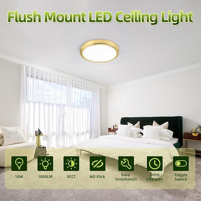 hykolity 9 Inch Selectable CCT LED Round Flat Panel Light, 18W 1800LM - Image 3