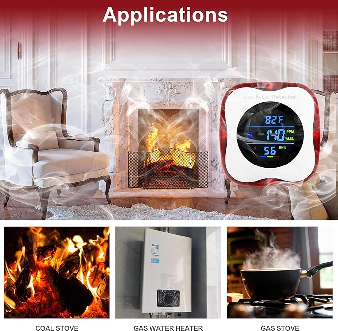 Plug in Gas & Carbon Monoxide Detector, 4-in-1 Natural Gas Leak Detector - Image 5