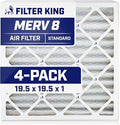 Filter King 19.5x19.5x1 Air Filter | 4-PACK | MERV 8 HVAC Pleated A/C Furnace by FilterKing