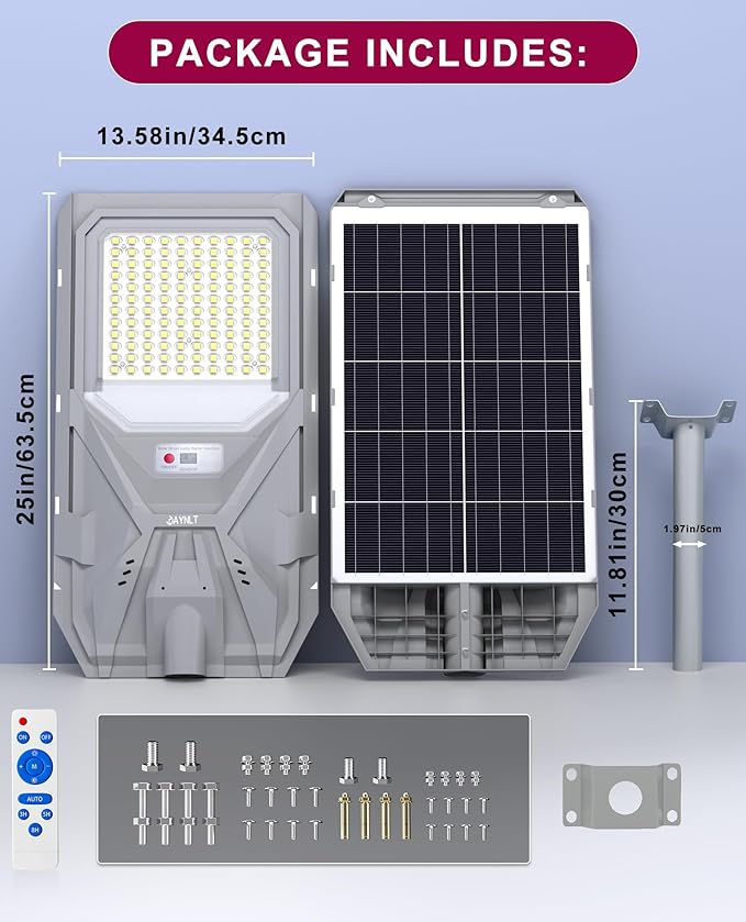 JAYNLT X-10000W Solar Street Lights, 6500K Commercial Parking Lot Light Dusk to - Image 7