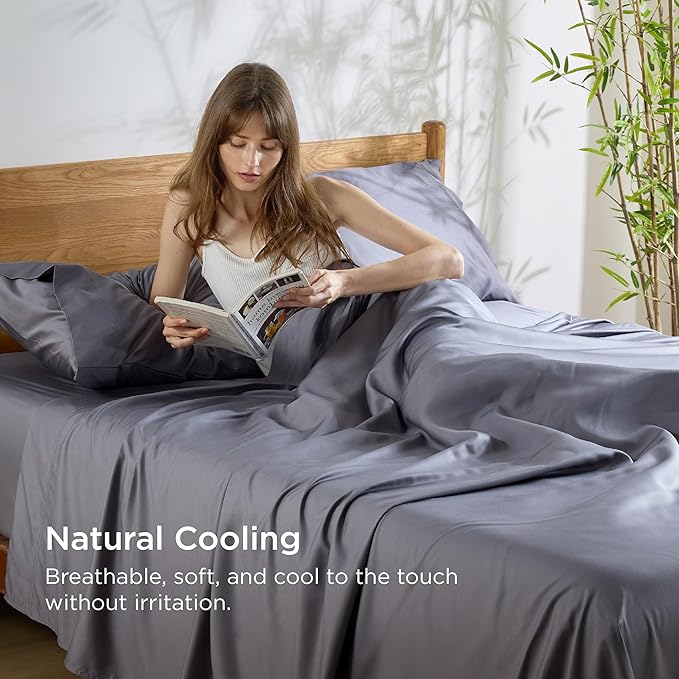 Bedsure California King Sheet Sets, Cooling Sheets, Rayon Derived from Bamboo - Image 5