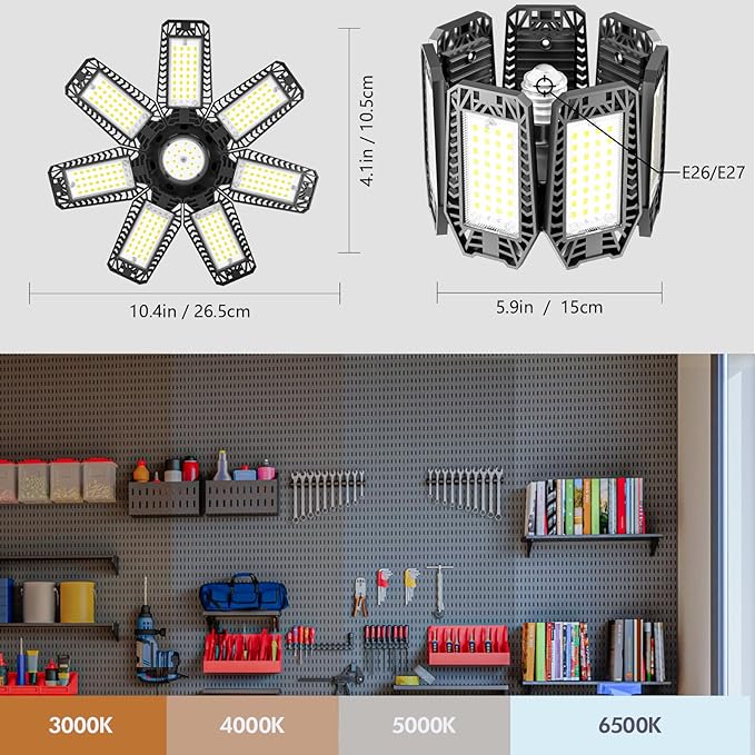 CHENGCHILIT LED Garage Light 4 Pack - 200w 20000LM 6500K Garage Lights Ceiling - Image 4