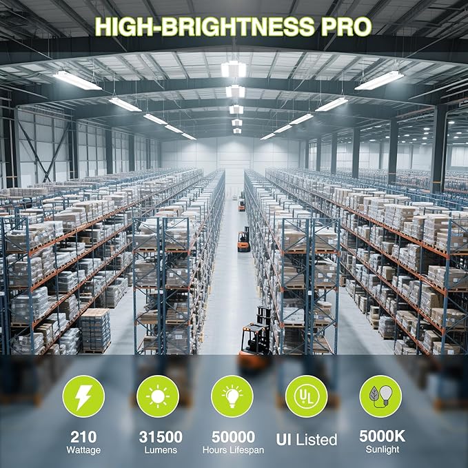 LED Linear High Bay Shop Light 210W, Larger Central Lighting Area, Commercial - Image 3