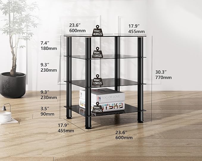 FITUEYES 4-Tier Media Stand Audio/Video Component Cabinet - Image 4