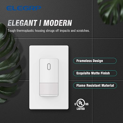 ELEGRP Single Pole Occupancy Motion Sensor Light Switch, PIR Infrared Motion - Image 7