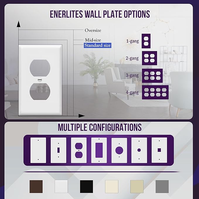 ENERLITES Duplex Wall Plates Kit, Electrical Outlet Covers, Standard Size - Image 5