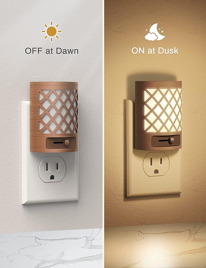 DORESshop Vintage LED Night Light Plug in, Dusk to Dawn Sensor, Dimmable Night - Image 2