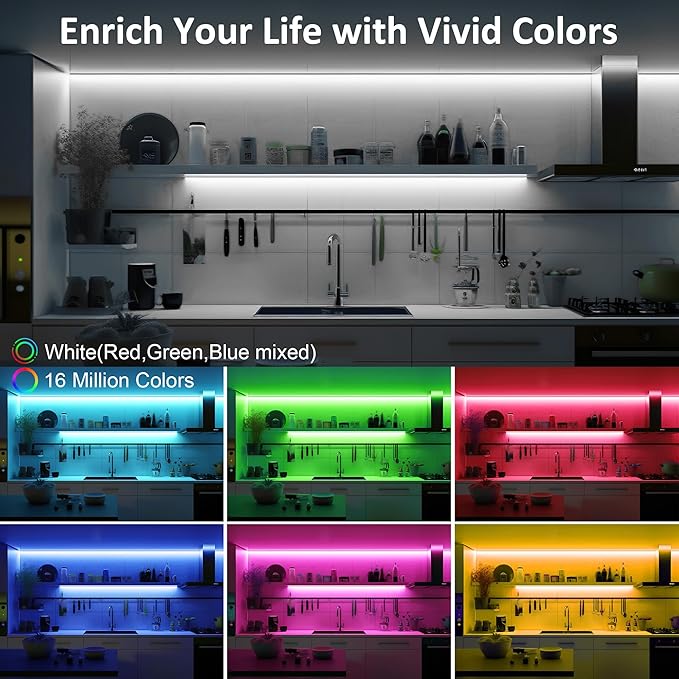 LAFULIT 10 PCS RGB Under Cabinet Lights Kit, App and Remote Control Led Strip - Image 2