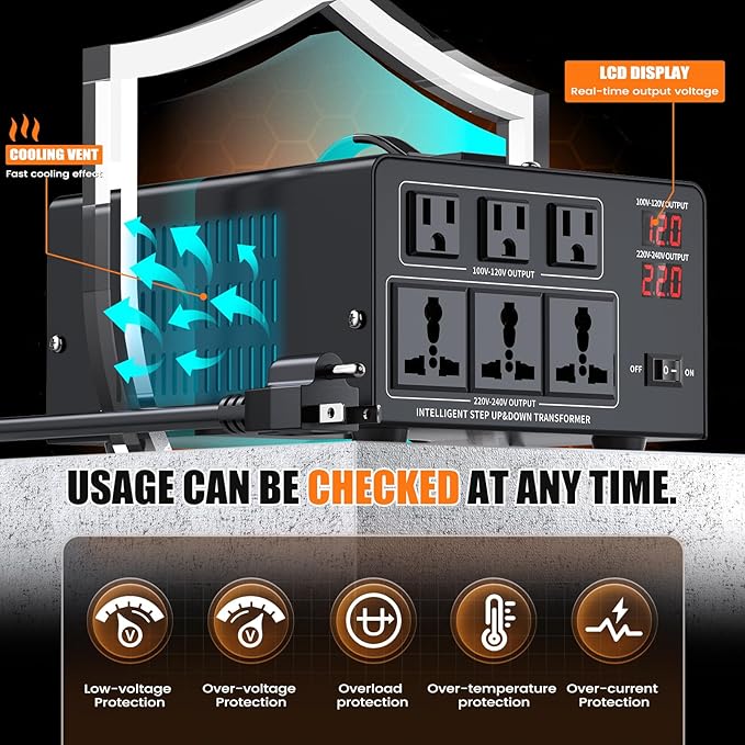 5000W Voltage Converter Transformer Step Up 110V/120V to220V/240V or Step Down - Image 4