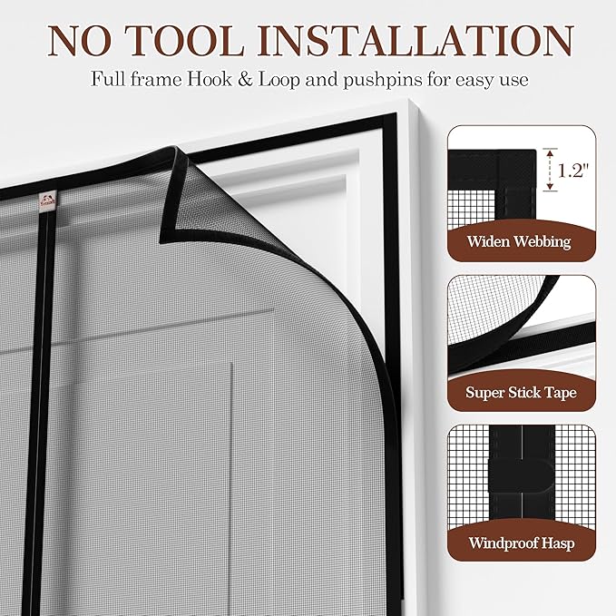 Yotache Magnetic Screen Door Fits Door Size 36 x 78, Screen Size 38" x 79" - Image 5