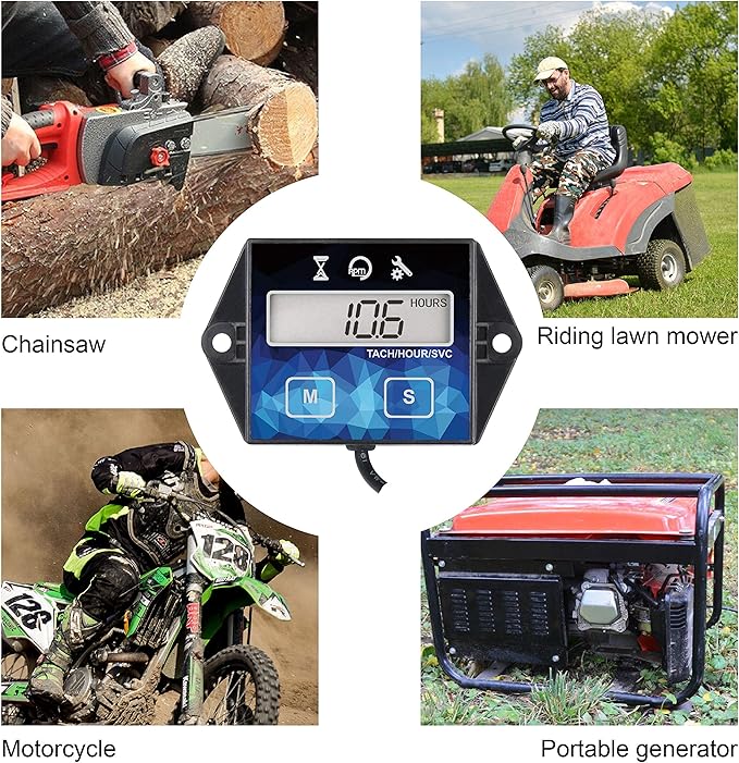 Runleader Small Engine Hour Meter, Digital Tachometer, Maintenance Reminder - Image 7