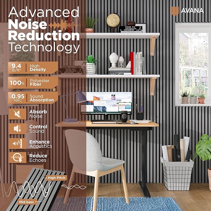Avana Acoustic Wood Wall Panels – 94.4 x 12.6 Inch Gray Oak Acoustic Panels 2 - Image 5