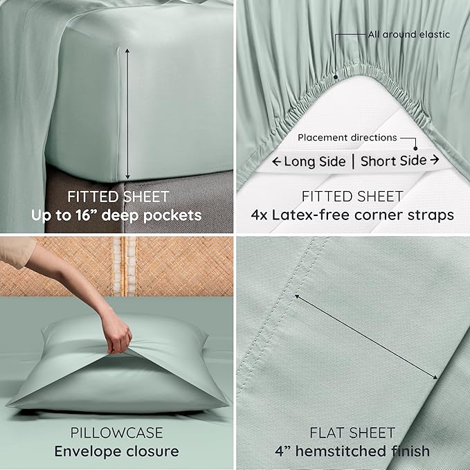 Bambaw King Sheet Set 6pcs – 100% Viscose Derived from Bamboo Sheets King Size - Image 5