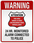 Warning 24 HR. Monitored Alarm Connected To Police Sign, 24x30 Inches, 3M EGP by MySignCenter