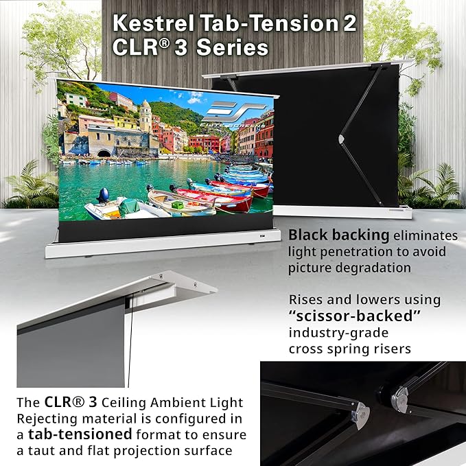 Elite Screens Kestrel Tab-Tension 2 CLR3, Ultra-Short Throw Ceiling Ambient - Image 5